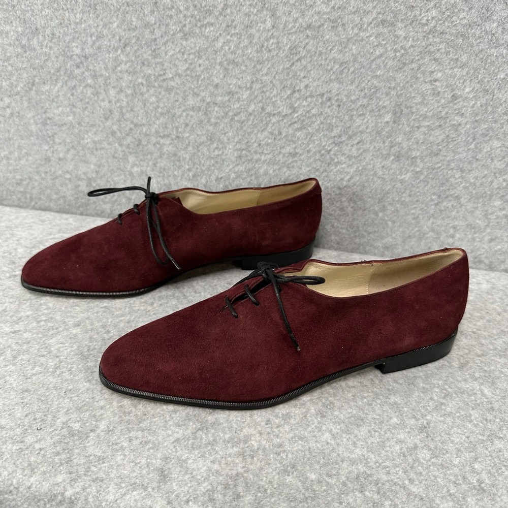 VTG J Peterman Portovenere Dark Wine Suede Oxford Flats Made in Italy Women 8 AA